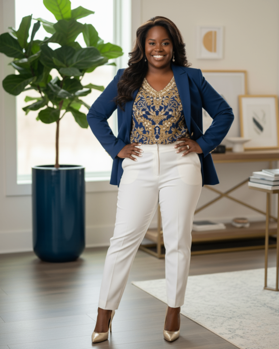 Jessica LaShawn, founder of Mogul Academy, standing confidently in a bright studio
